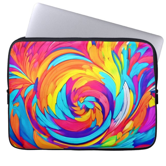 Vibrant Abstract Swirl Artwork Laptop Sleeve (Front)