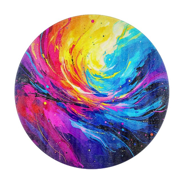 Vibrant Abstract Swirl Cutting Board (Front)