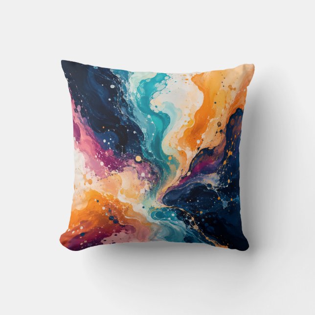 Vibrant Abstract Swirl Throw Pillow (Front)