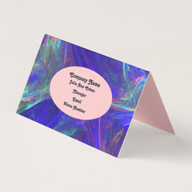 Vibrant Abstract Swirled Mists of Blue Pink Green Business Card (Front)