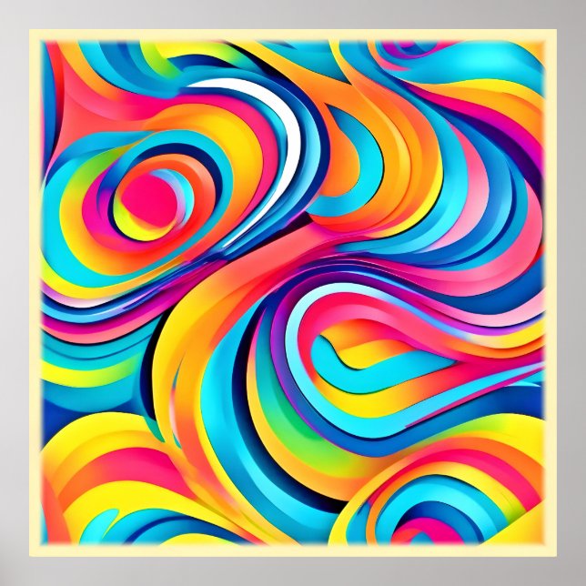 Vibrant Abstract Swirls of Colour Poster (Front)