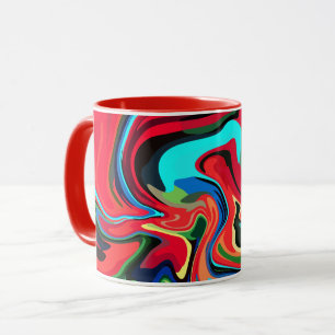 Vibrant Abstract Swirls with Red, Green, and Blue Mug