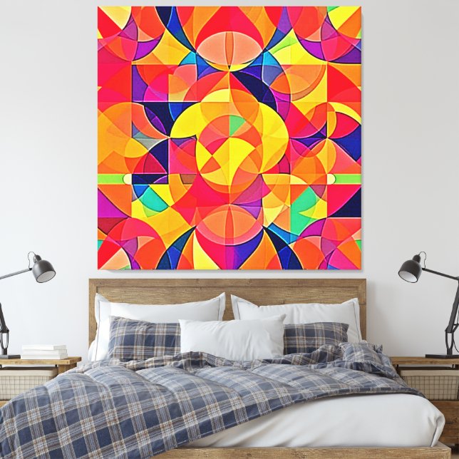 Vibrant Abstract Symmetry Art Canvas Print (Insitu(Bedroom))