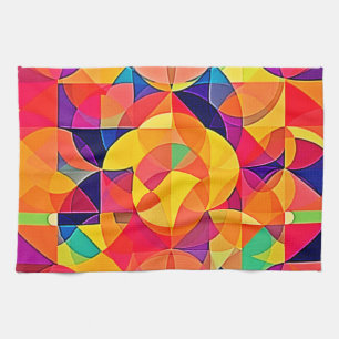 Vibrant Abstract Symmetry Art Tea Towel