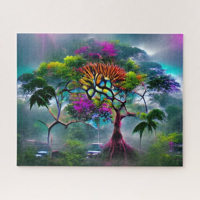 Vibrant Abstract Tree of Life | Hard Difficult Jigsaw Puzzle (Horizontal)