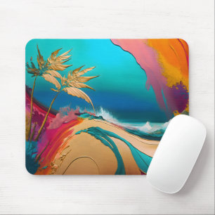 Vibrant Abstract Tropical Beach Scene Mouse Mat