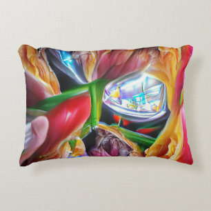 Vibrant Abstract Tulip Reflections Decorative Cushion