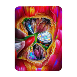 Vibrant Abstract Tulip Reflections Magnet
