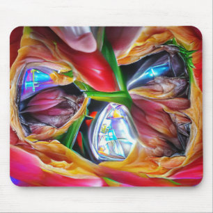 Vibrant Abstract Tulip Reflections Mouse Mat