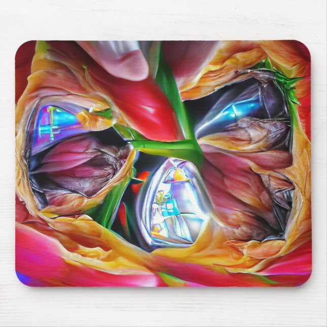 Vibrant Abstract Tulip Reflections Mouse Mat (Front)