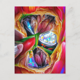 Vibrant Abstract Tulip Reflections Postcard