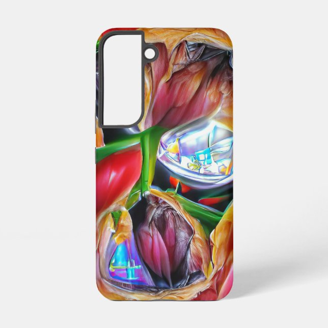 Vibrant Abstract Tulip Reflections Samsung Galaxy S22 Case (Back)