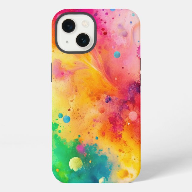Vibrant Abstract Watercolor Splatter Pattern iPhone Case (Back)