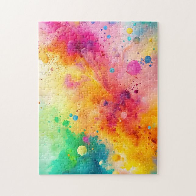 Vibrant Abstract Watercolor Splatter Pattern Jigsaw Puzzle (Vertical)