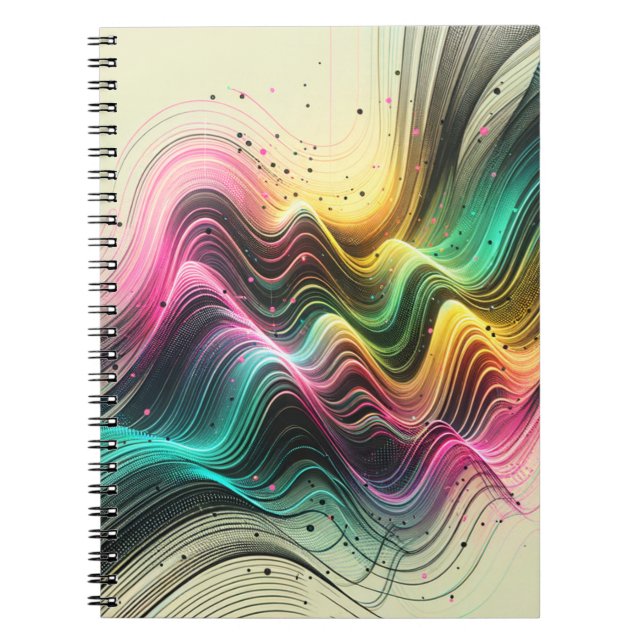 Vibrant Abstract Wave Art Notebook (Front)