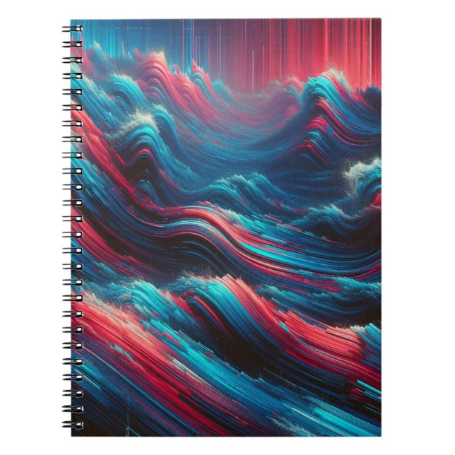 Vibrant Abstract Wave Art Notebook (Front)