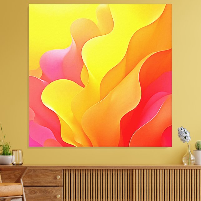 Vibrant Abstract Wave of Warmth Design Canvas Print (Insitu(LivingRoom))