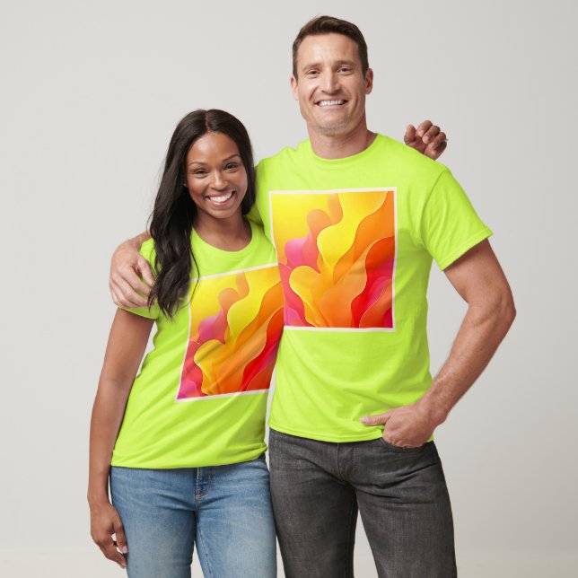 Vibrant Abstract Wave of Warmth Design T-Shirt (Unisex)