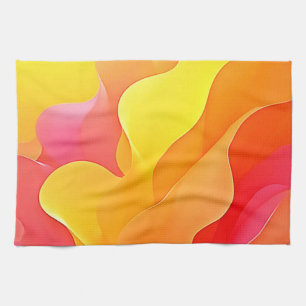 Vibrant Abstract Wave of Warmth Design Tea Towel