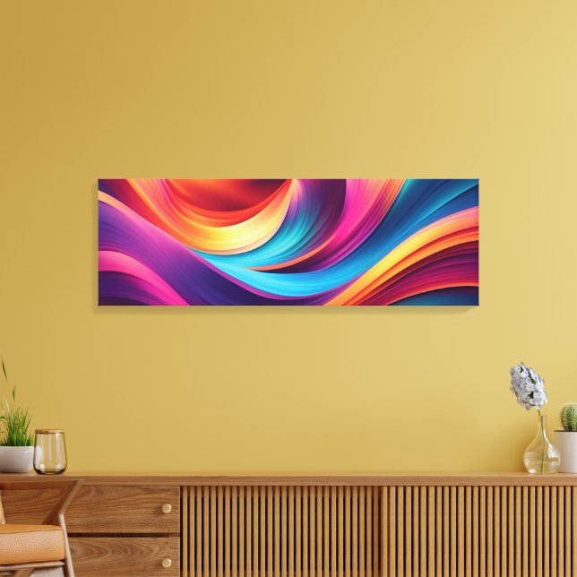 Vibrant Abstract Waves Wall Art – Colourful Modern (Insitu(LivingRoom))