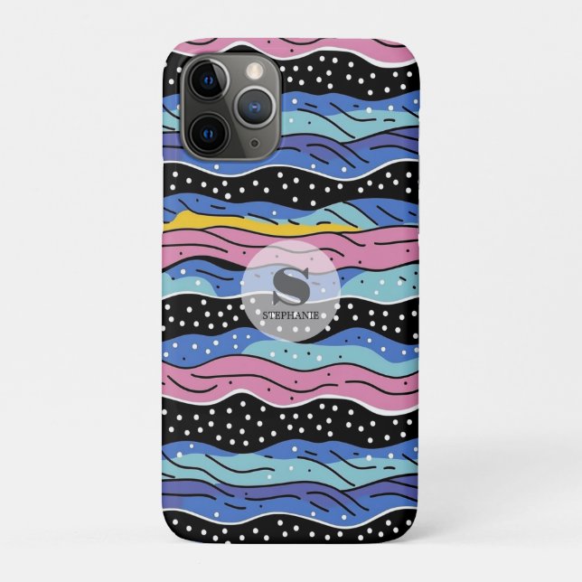 Vibrant Abstract Wavy Lines with Polka Dots Case-Mate iPhone Case (Back)