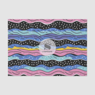 Vibrant Abstract Wavy Lines with Polka Dots Tissue Paper