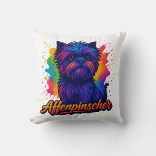 Vibrant Affenpinscher Pop Art Portrait – Colorful Cushion