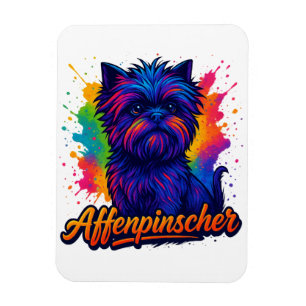 Vibrant Affenpinscher Pop Art Portrait – Colourful Magnet