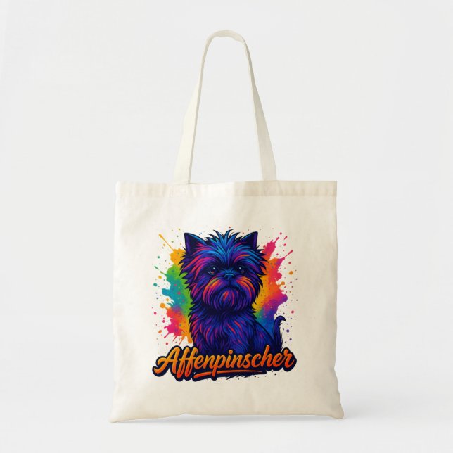 Vibrant Affenpinscher Pop Art Portrait – Colourful Tote Bag (Front)