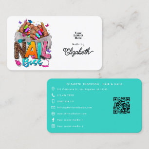 Vibrant African American Nail Boss Branding Business Card