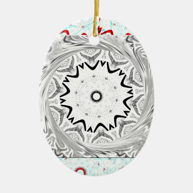 Vibrant African Culture: A Pink and Cyan Fusion Ceramic Tree Decoration (Front)