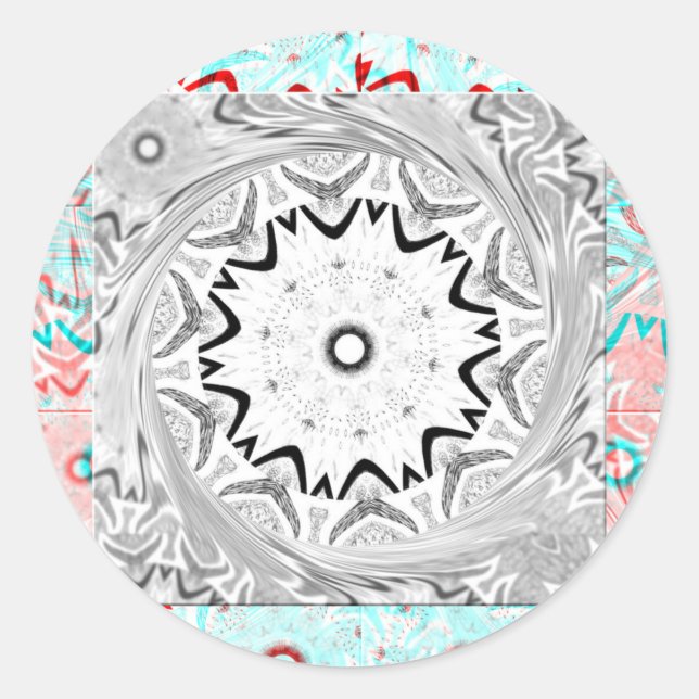 Vibrant African Culture: A Pink and Cyan Fusion Classic Round Sticker (Front)