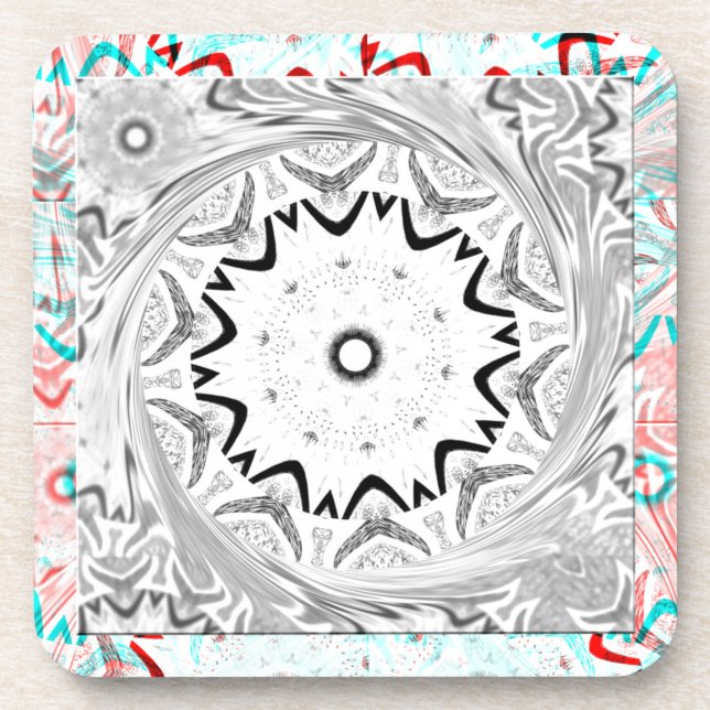 Vibrant African Culture: A Pink and Cyan Fusion Coaster (Front)