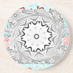 Vibrant African Culture: A Pink and Cyan Fusion Coaster