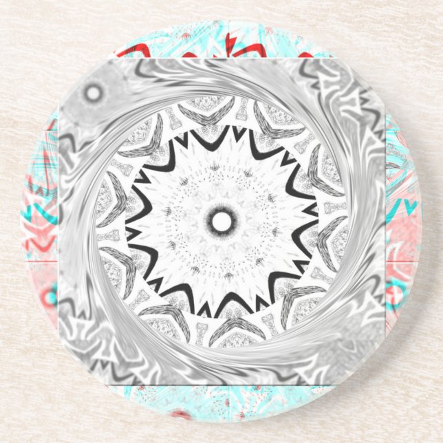 Vibrant African Culture: A Pink and Cyan Fusion Coaster (Front)