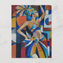 Vibrant African Dancer Cubist Geometric Modern Wal