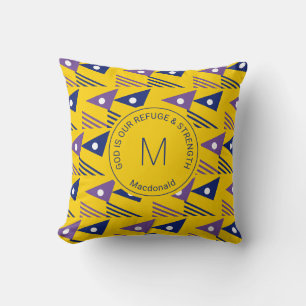 Vibrant African Ethnic Geometric Monogram Cushion
