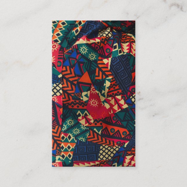 Vibrant African Geometric Tribal Abstract Pattern  Business Card (Front)