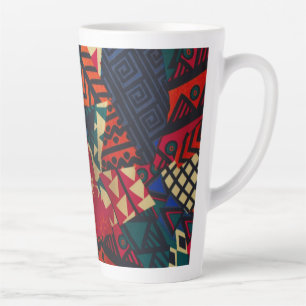 Vibrant African Geometric Tribal Abstract Pattern  Latte Mug
