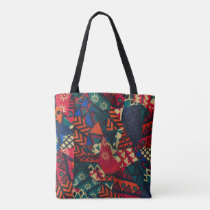 Vibrant African Geometric Tribal Abstract Pattern Tote Bag