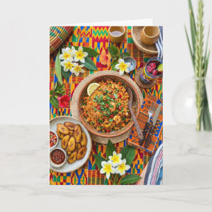 Vibrant African Jollof Rice Feast Greeting Card —