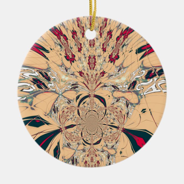 Vibrant African Kaleidoscope: A Peachy Delight Ceramic Tree Decoration (Front)