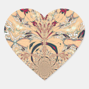 Vibrant African Kaleidoscope: A Peachy Delight Heart Sticker