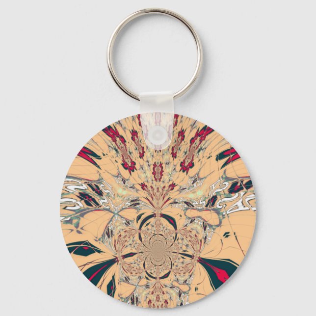 Vibrant African Kaleidoscope: A Peachy Delight Key Ring (Front)