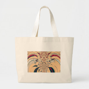 Vibrant African Kaleidoscope: A Peachy Delight Large Tote Bag