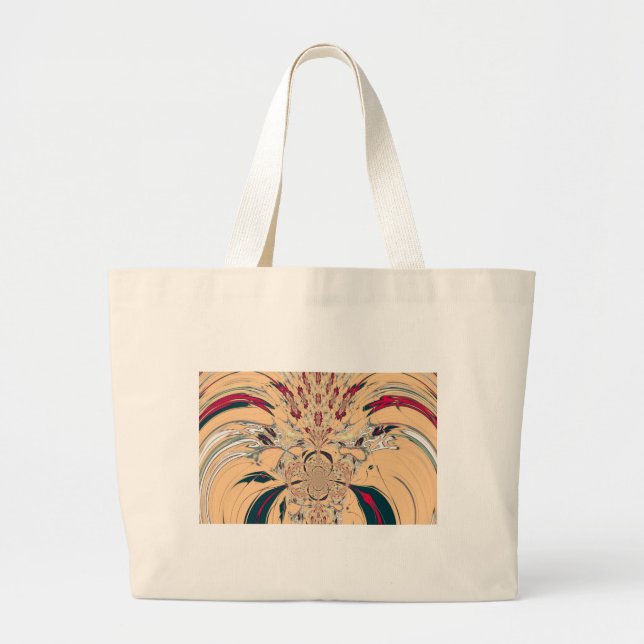 Vibrant African Kaleidoscope: A Peachy Delight Large Tote Bag (Front)