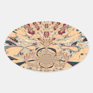 Vibrant African Kaleidoscope: A Peachy Delight Oval Sticker