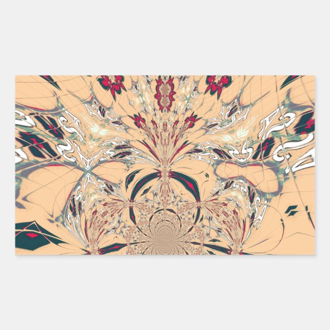 Vibrant African Kaleidoscope: A Peachy Delight Rectangular Sticker (Front)