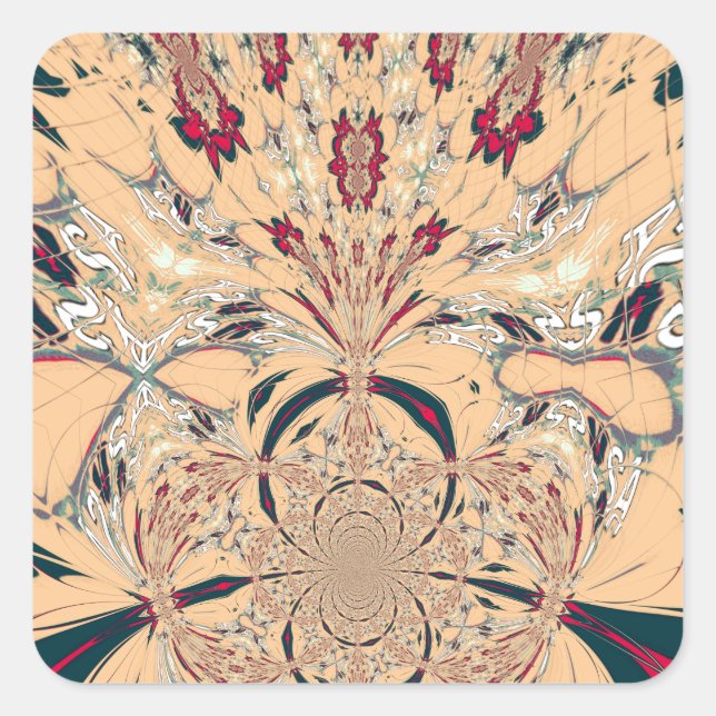 Vibrant African Kaleidoscope: A Peachy Delight Square Sticker (Front)