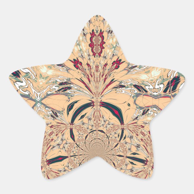 Vibrant African Kaleidoscope: A Peachy Delight Star Sticker (Front)